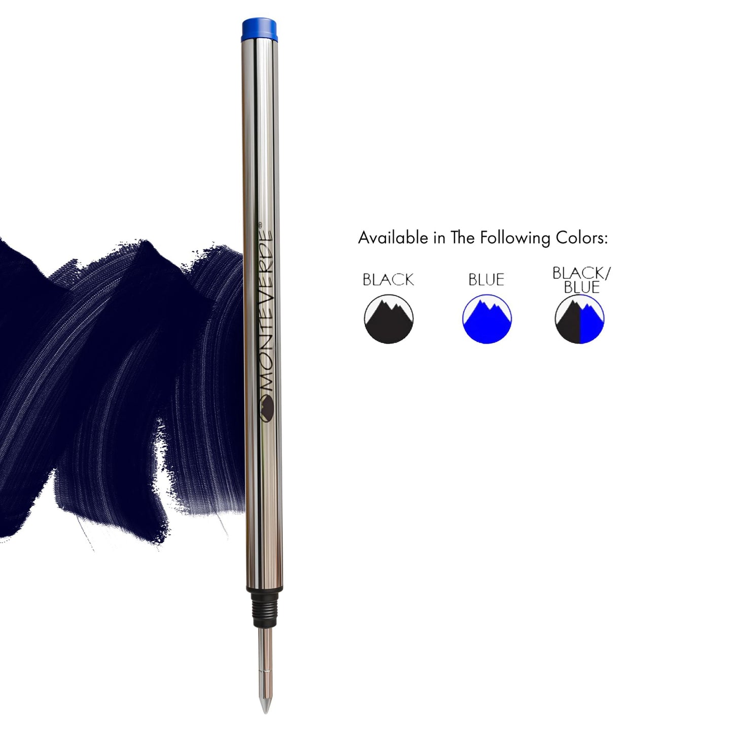 Monteverde Roller Ball Pen Refill (to fit Montblanc - Blue/Black - Pack of 2)