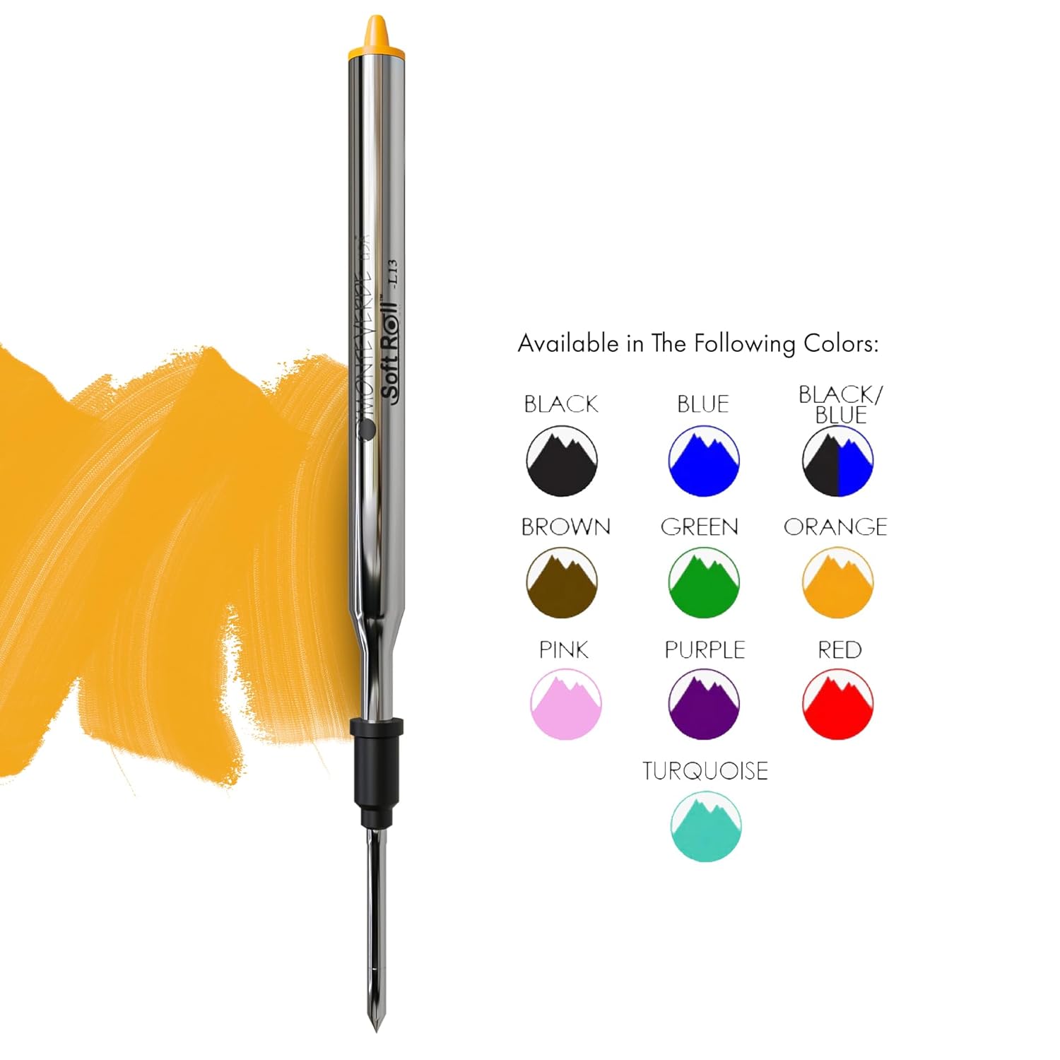 Monteverde Soft Roll Ballpoint Pen Refill (to fit Lamy - Orange - Pack of 2)