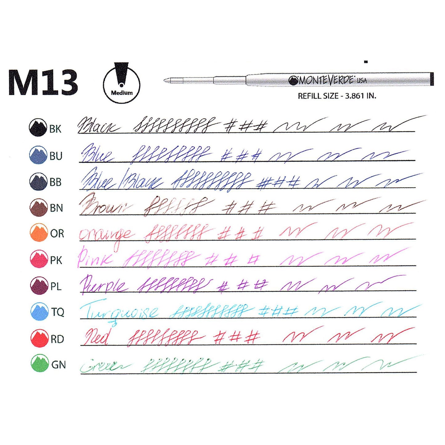Monteverde Soft Roll Ballpoint Pen Refill (to fit Montblanc - Turquoise - Pack of 2)