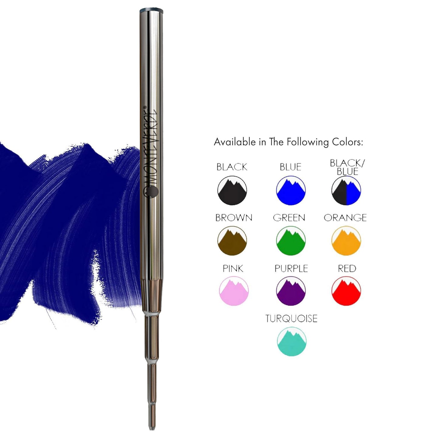 Monteverde Soft Roll Ballpoint Pen Refill (to fit Montblanc - Blue/Black - Pack of 2)