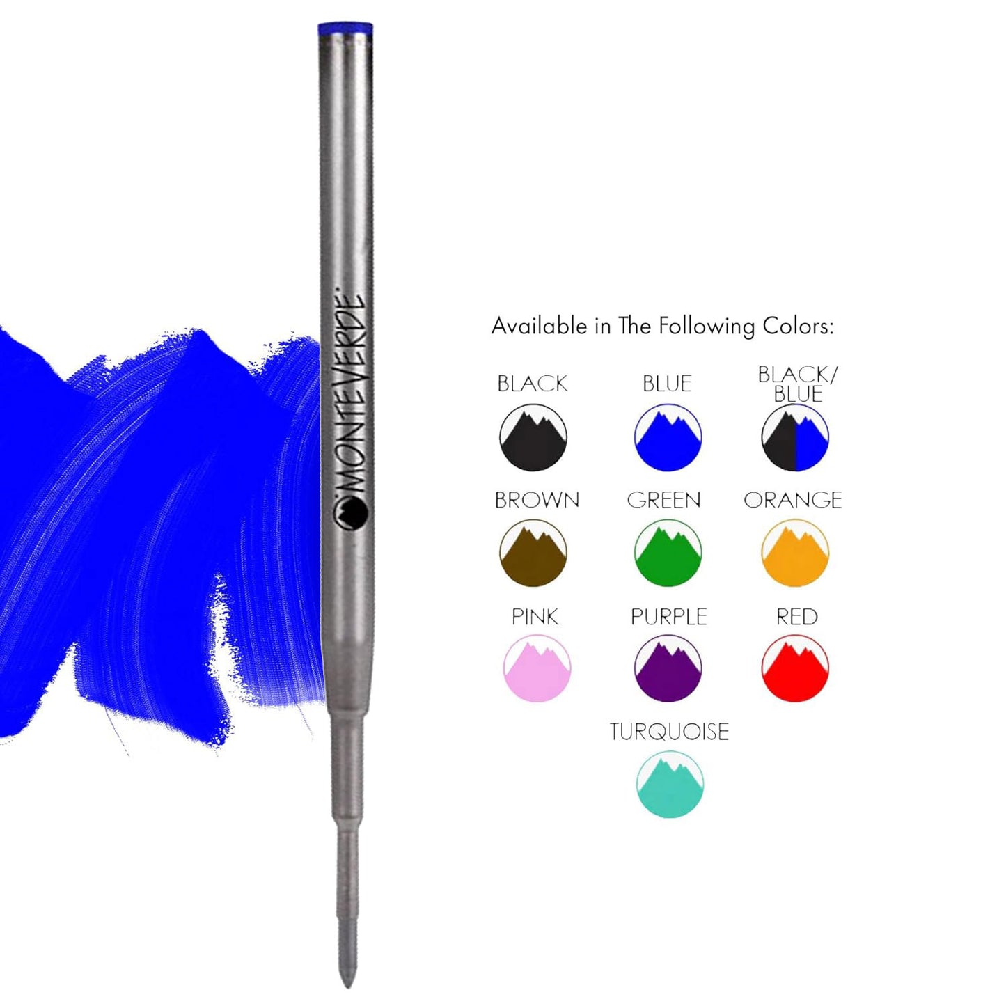 Monteverde Soft Roll Ballpoint Pen Refill (to fit Montblanc - Bue - Pack of 2)