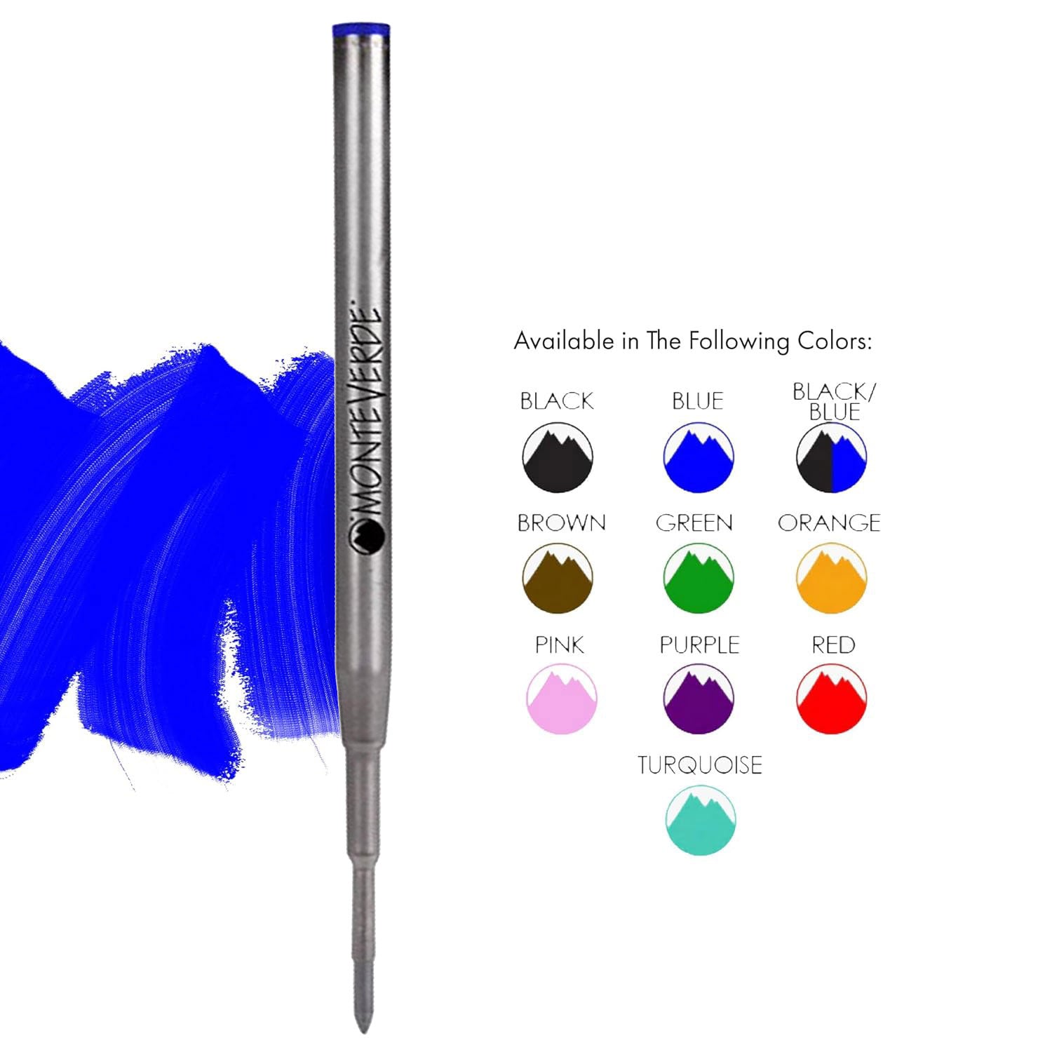 Monteverde Soft Roll Ballpoint Pen Refill (to fit Montblanc - Bue - Pack of 2)