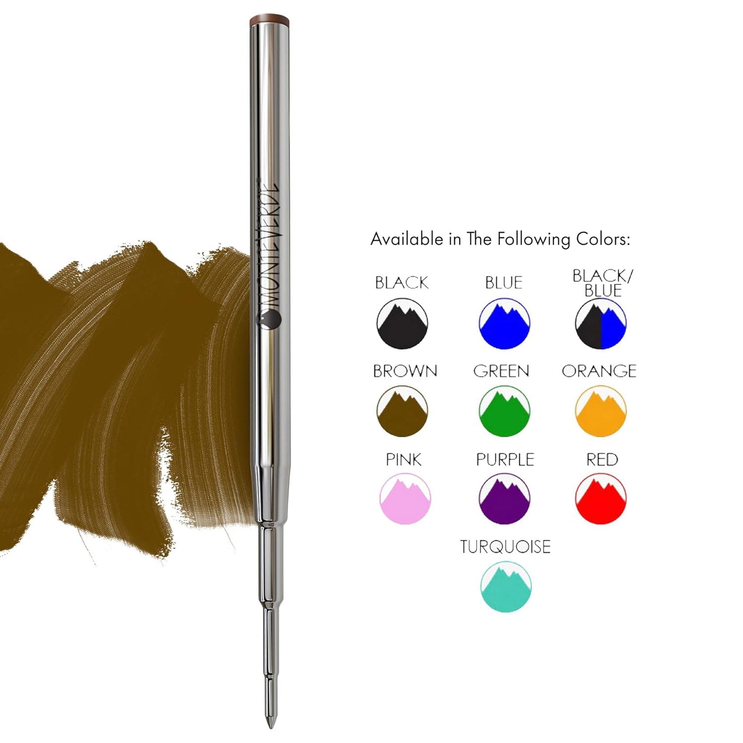 Monteverde Soft Roll Ballpoint Pen Refill (to fit Montblanc - Brown - Pack of 2)