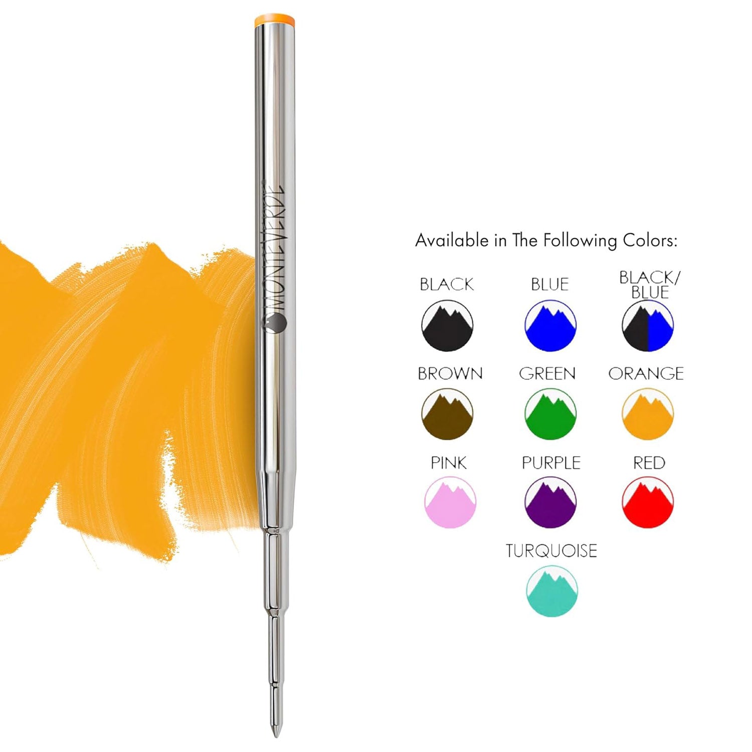 Monteverde Soft Roll Ballpoint Pen Refill (to fit Montblanc - Orange - Pack of 2)