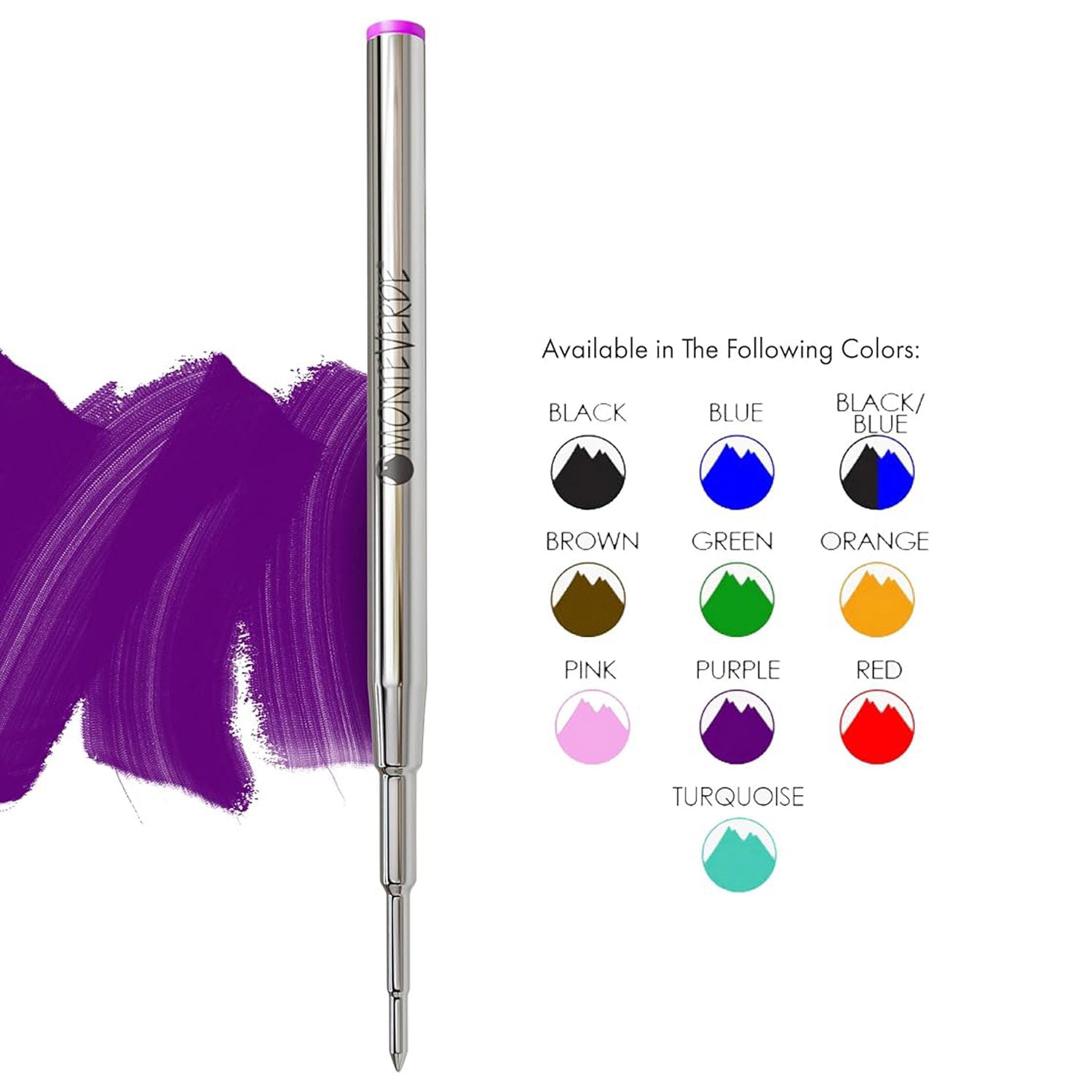 Monteverde Soft Roll Ballpoint Pen Refill (to fit Montblanc - Purple - Pack of 2)