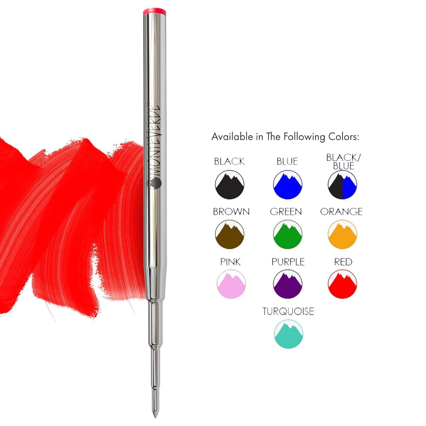 Monteverde Soft Roll Ballpoint Pen Refill (to fit Montblanc - Red - Pack of 2)