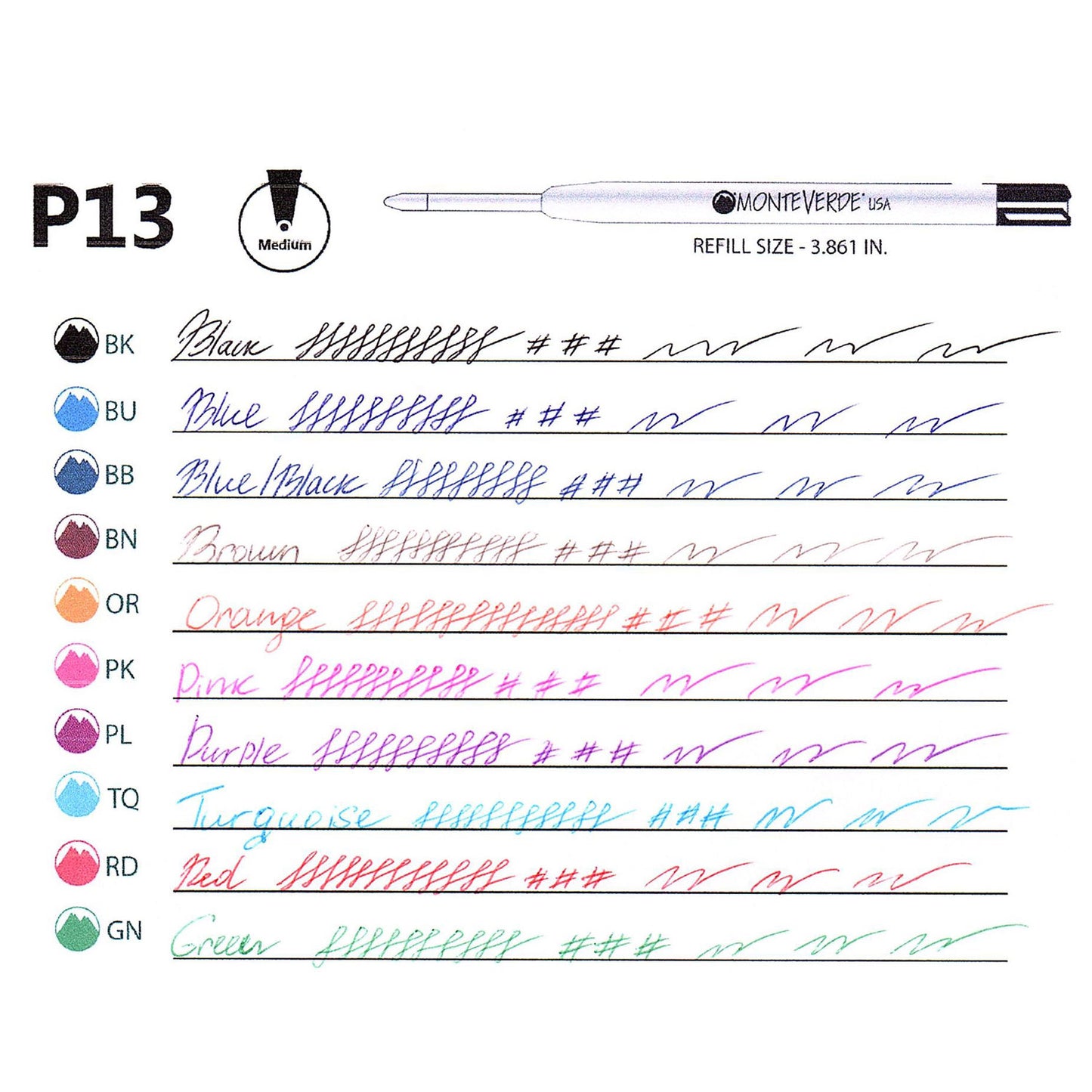 Monteverde Soft Roll Ballpoint Pen Refill (to fit Parker - Turquoise - Pack of 2) 