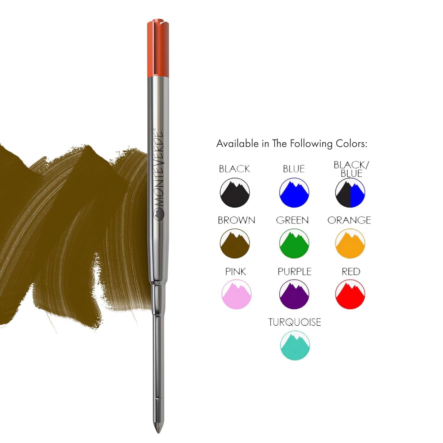 Monteverde Soft Roll Ballpoint Pen Refill (to fit Parker - Brown - Pack of 2)