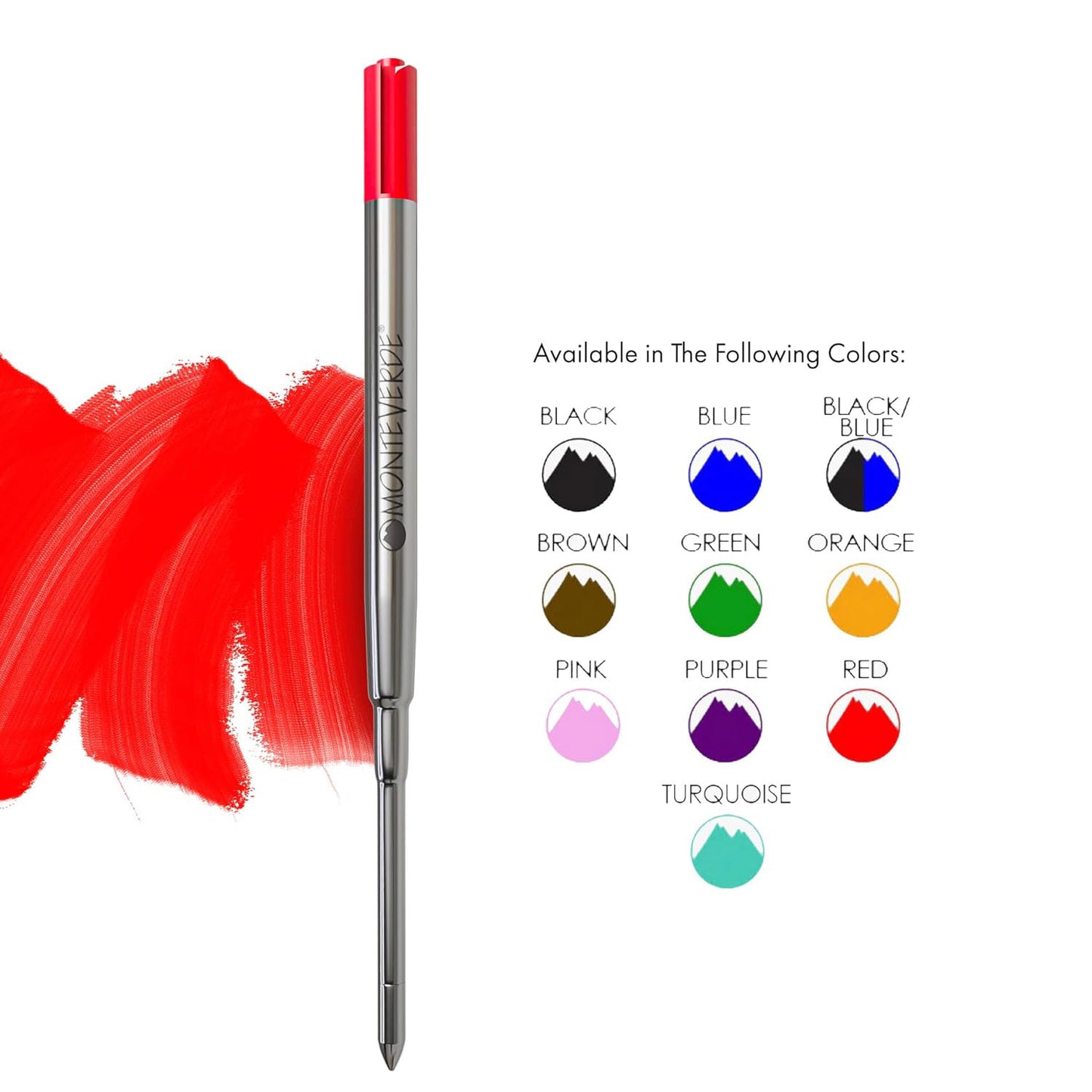 Monteverde Soft Roll Ballpoint Pen Refill (to fit Parker - Red - Pack of 2)