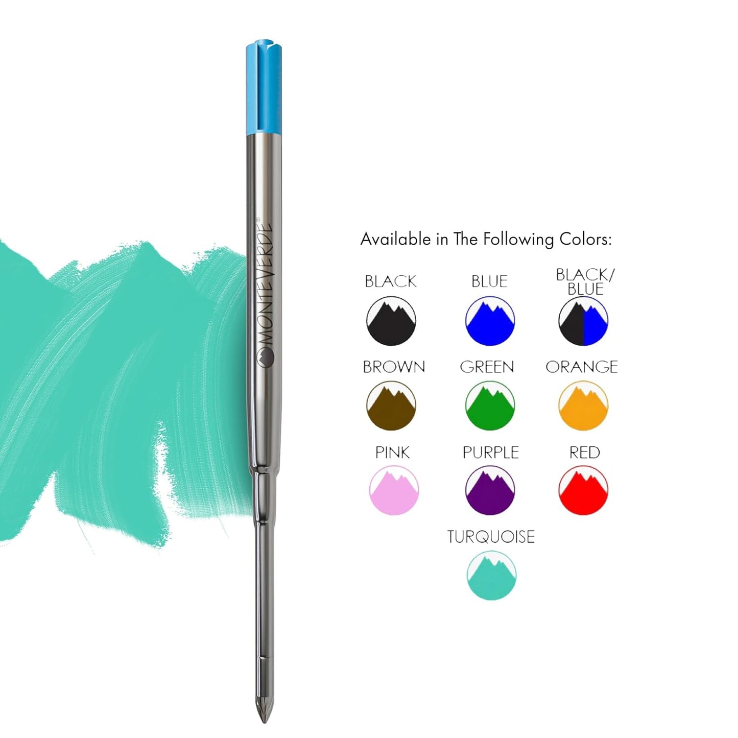 Monteverde Soft Roll Ballpoint Pen Refill (to fit Parker - Turquoise - Pack of 2) 