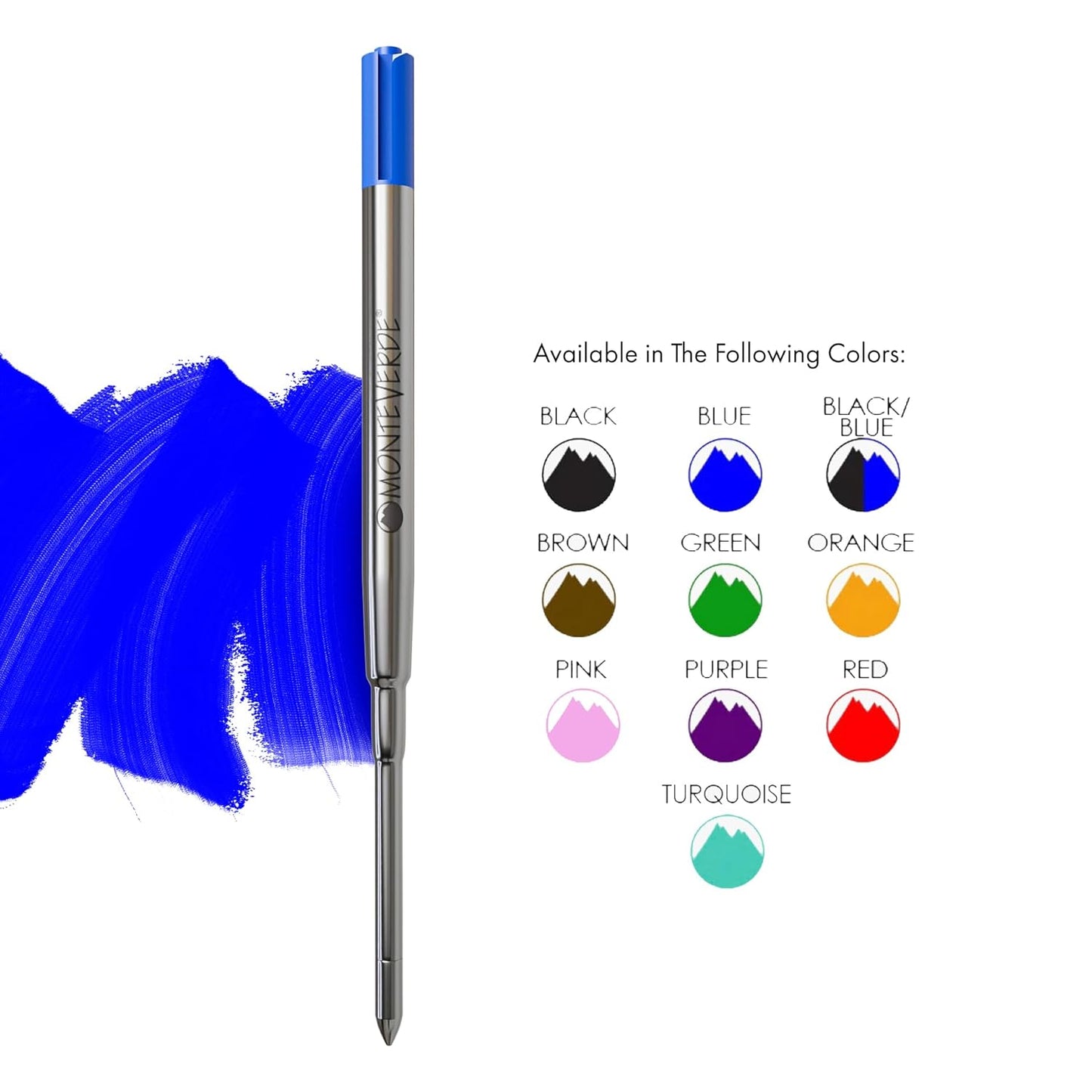 Monteverde Soft Roll Ballpoint Pen Refill (to fit Sheaffer & Sailor - Bue - Pack of 2)