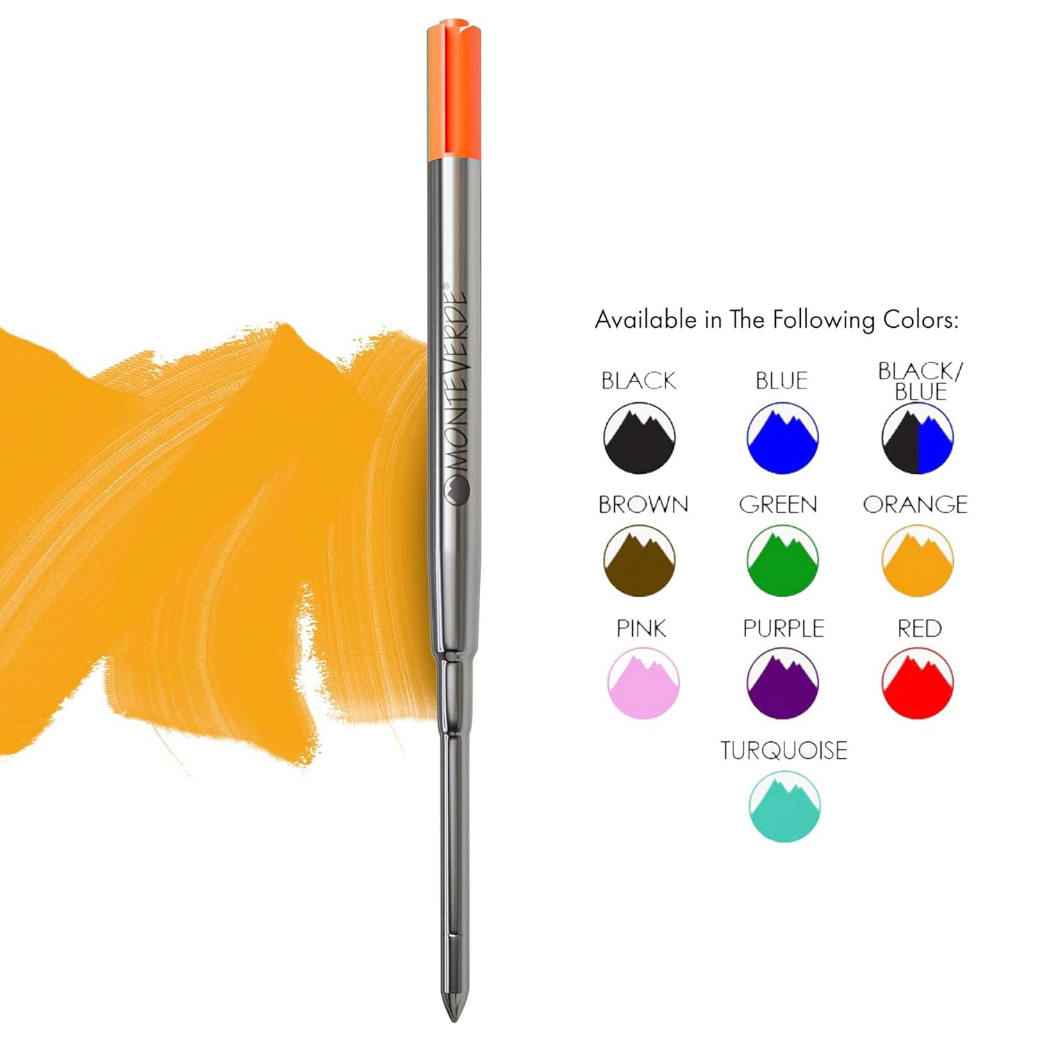 Monteverde Soft Roll Ballpoint Pen Refill (to fit Sheaffer & Sailor - Orange - Pack of 2)