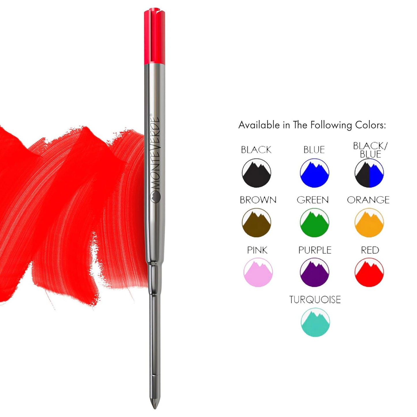 Monteverde Soft Roll Ballpoint Pen Refill (to fit Sheaffer & Sailor - Red - Pack of 2)