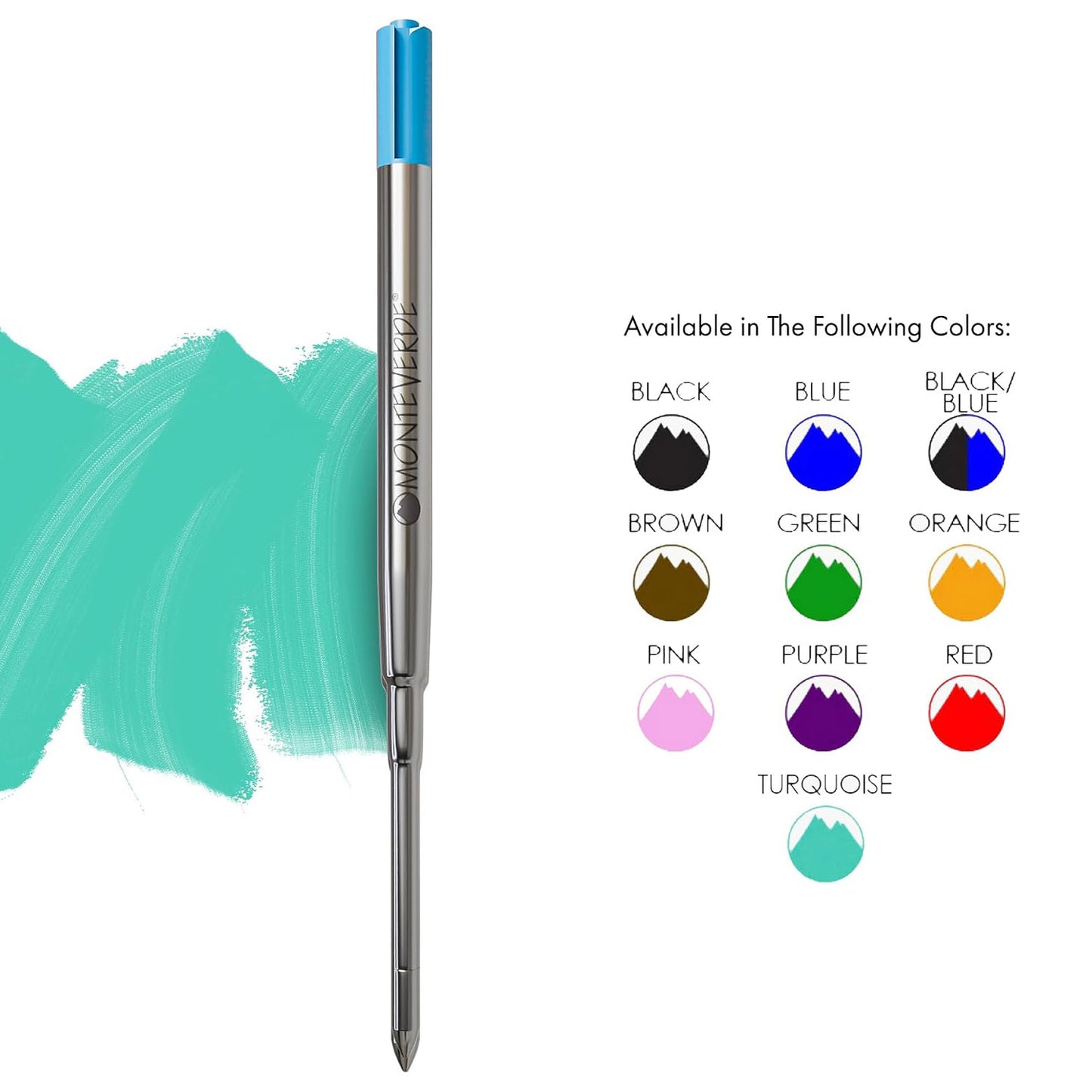 Monteverde Soft Roll Ballpoint Pen Refill (to fit Sheaffer & Sailor - Turquoise - Pack of 2)