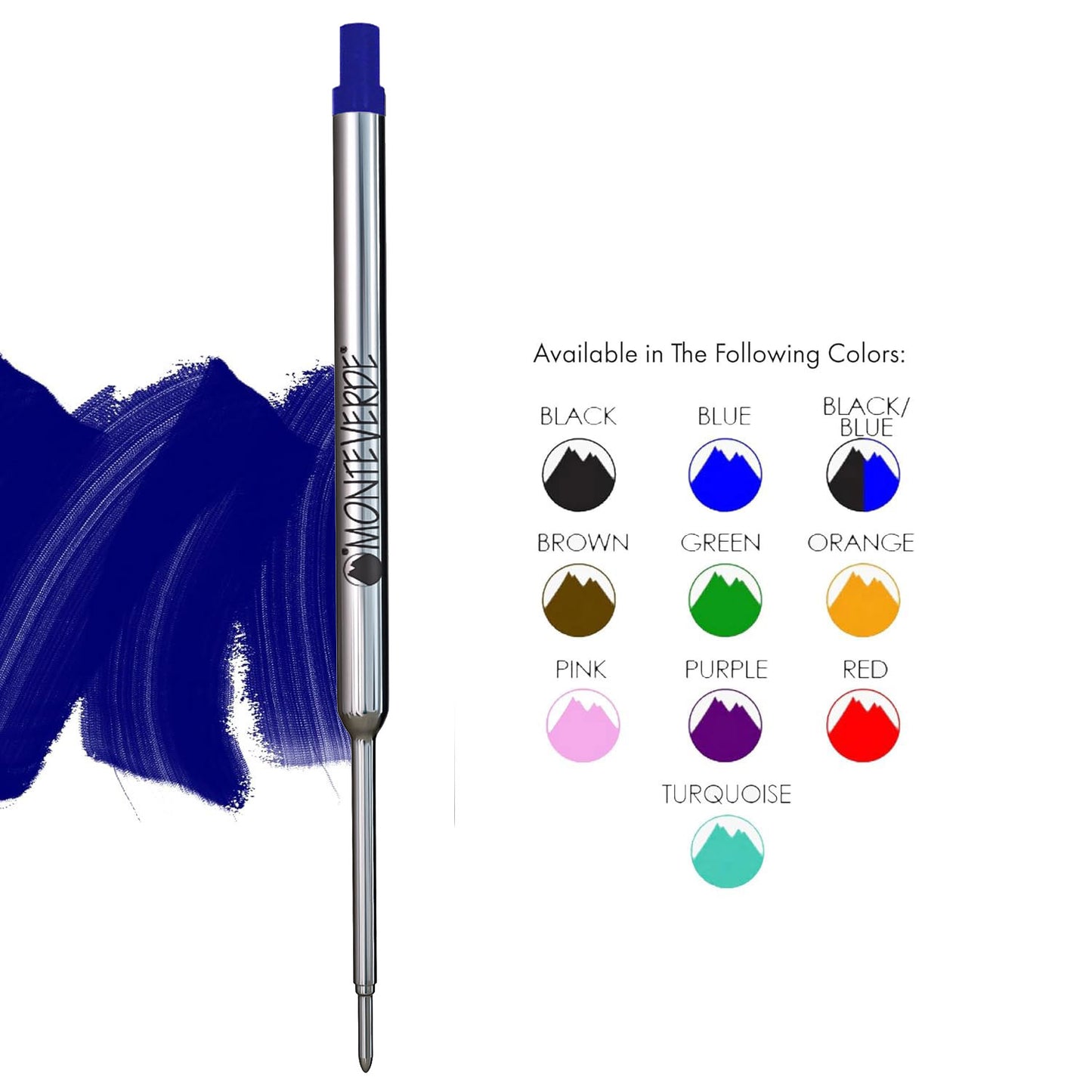 Monteverde Soft Roll Ballpoint Pen Refill (to fit Waterman - Blue/Black - Pack of 2)