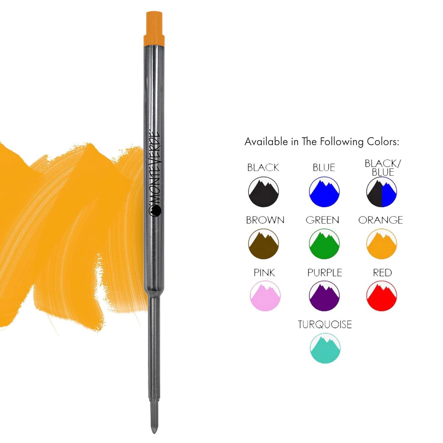 Monteverde Soft Roll Ballpoint Pen Refill (to fit Waterman - Orange - Pack of 2)