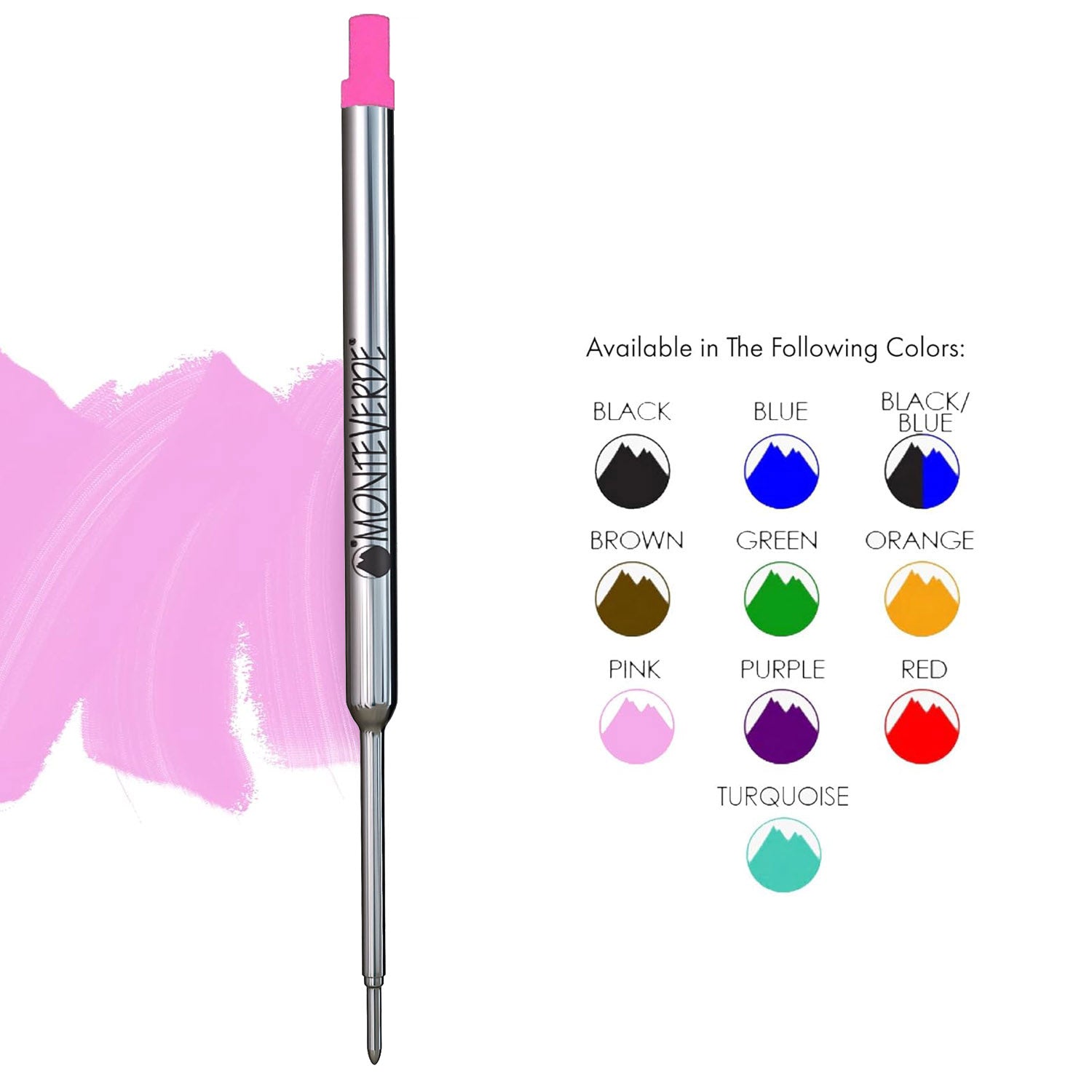 Monteverde Soft Roll Ballpoint Pen Refill (to fit Waterman - Pink - Pack of 2)