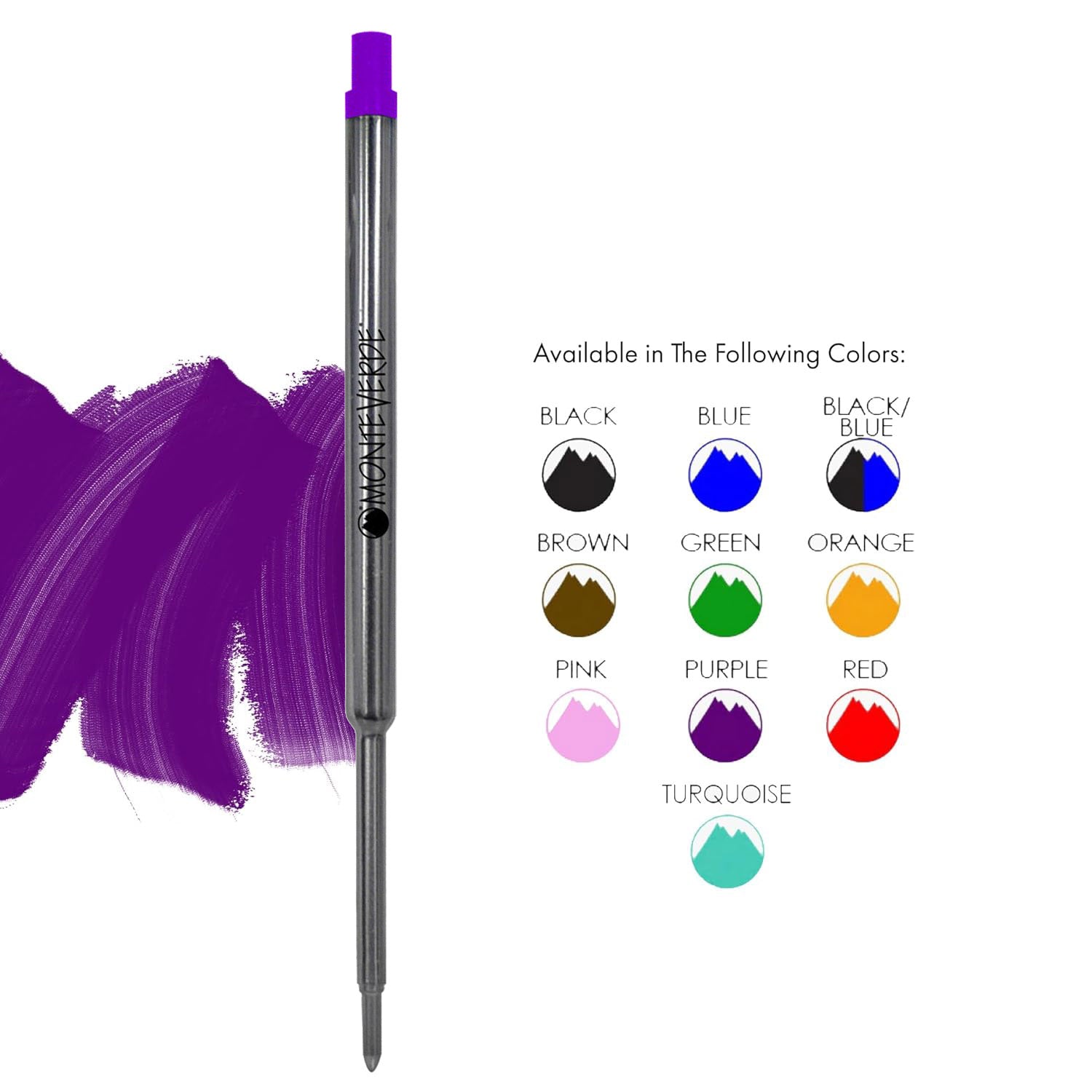 Monteverde Soft Roll Ballpoint Pen Refill (to fit Waterman - Purple - Pack of 2)