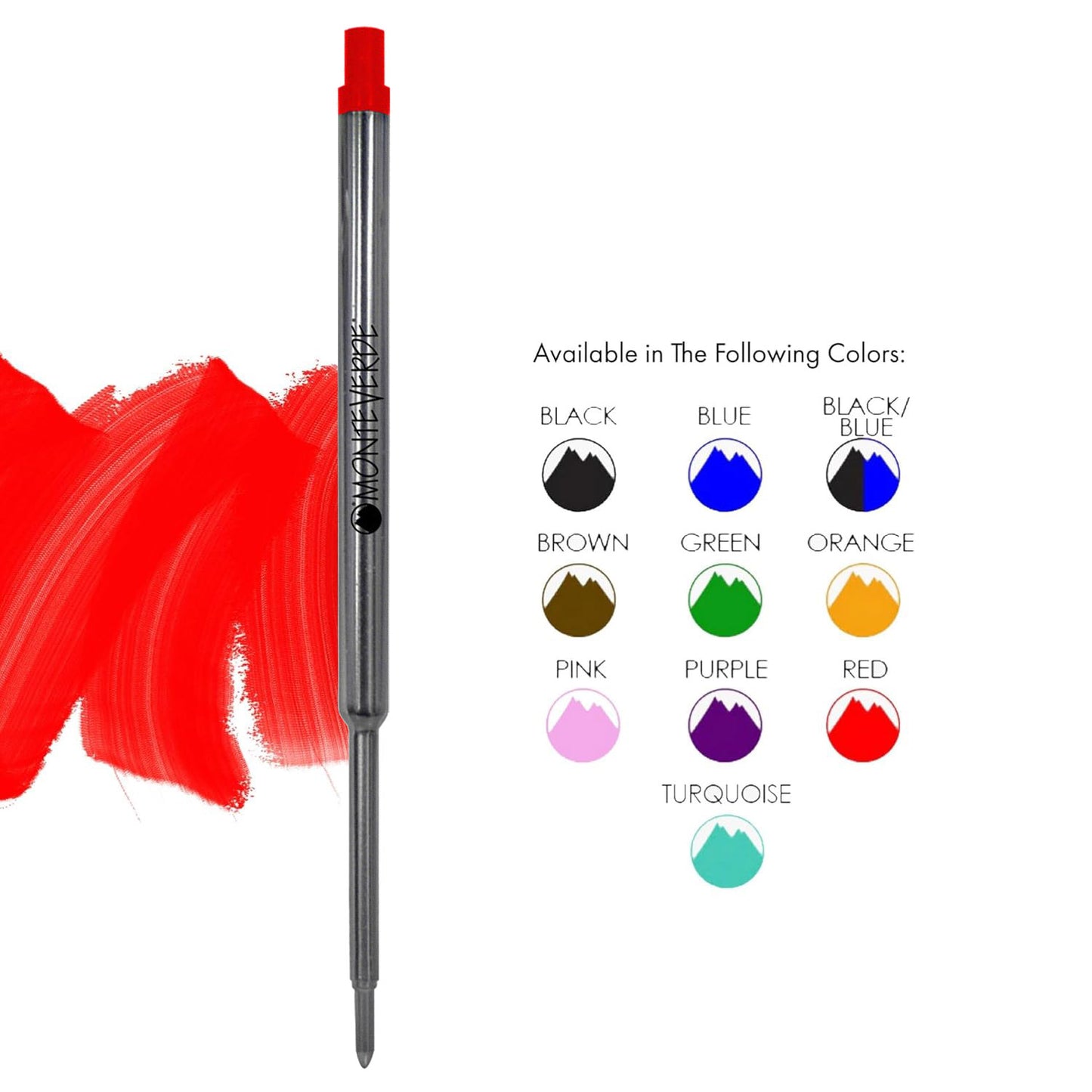 Monteverde Soft Roll Ballpoint Pen Refill (to fit Waterman - Red - Pack of 2)