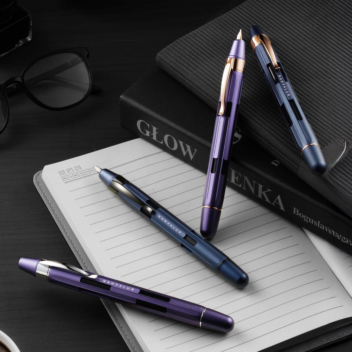 Nahvalur Eclipse Cobalt Black PVD Fountain Pen