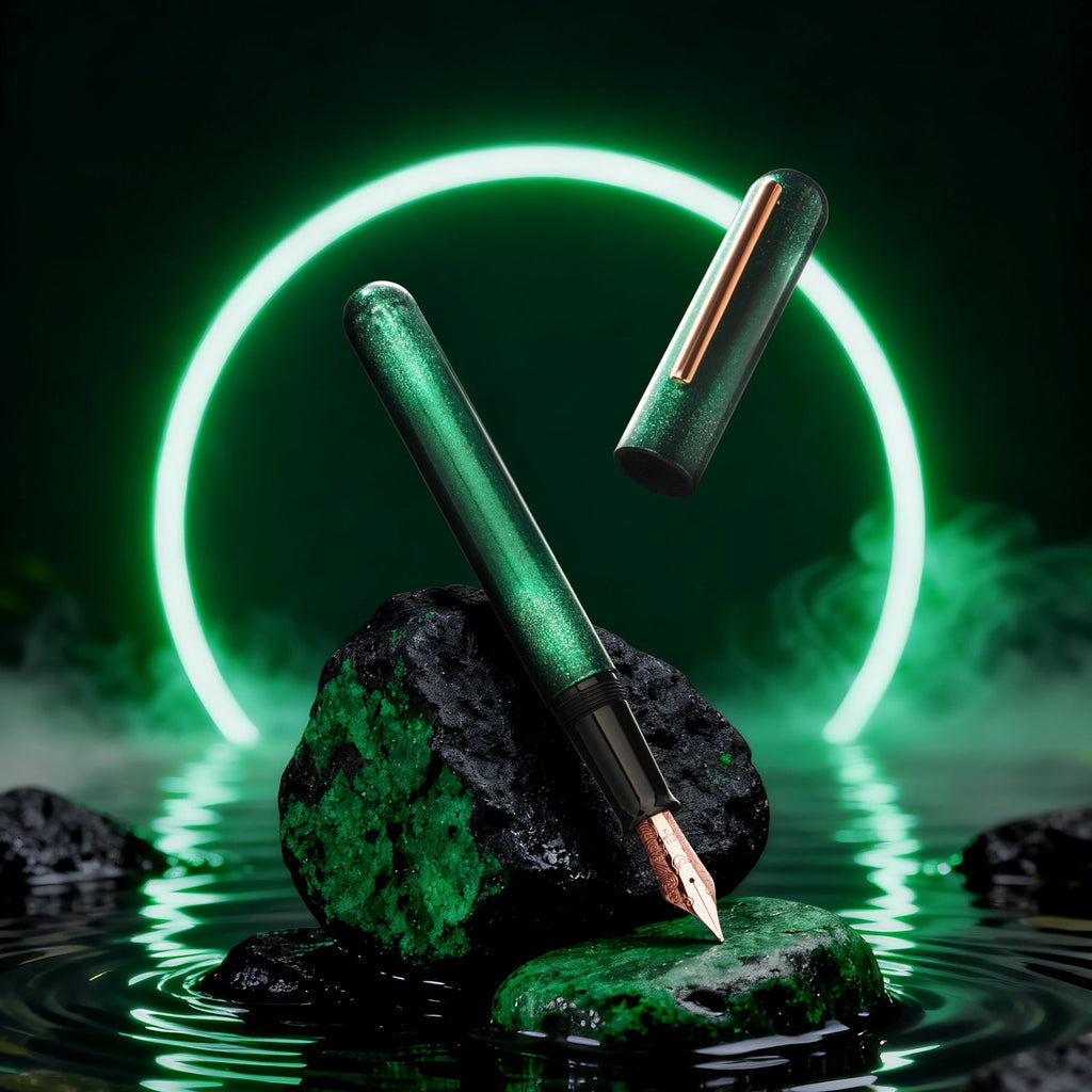Nahvalur Ikkaku Green Moon Urushi RGT Fountain Pen (Limited Edition)