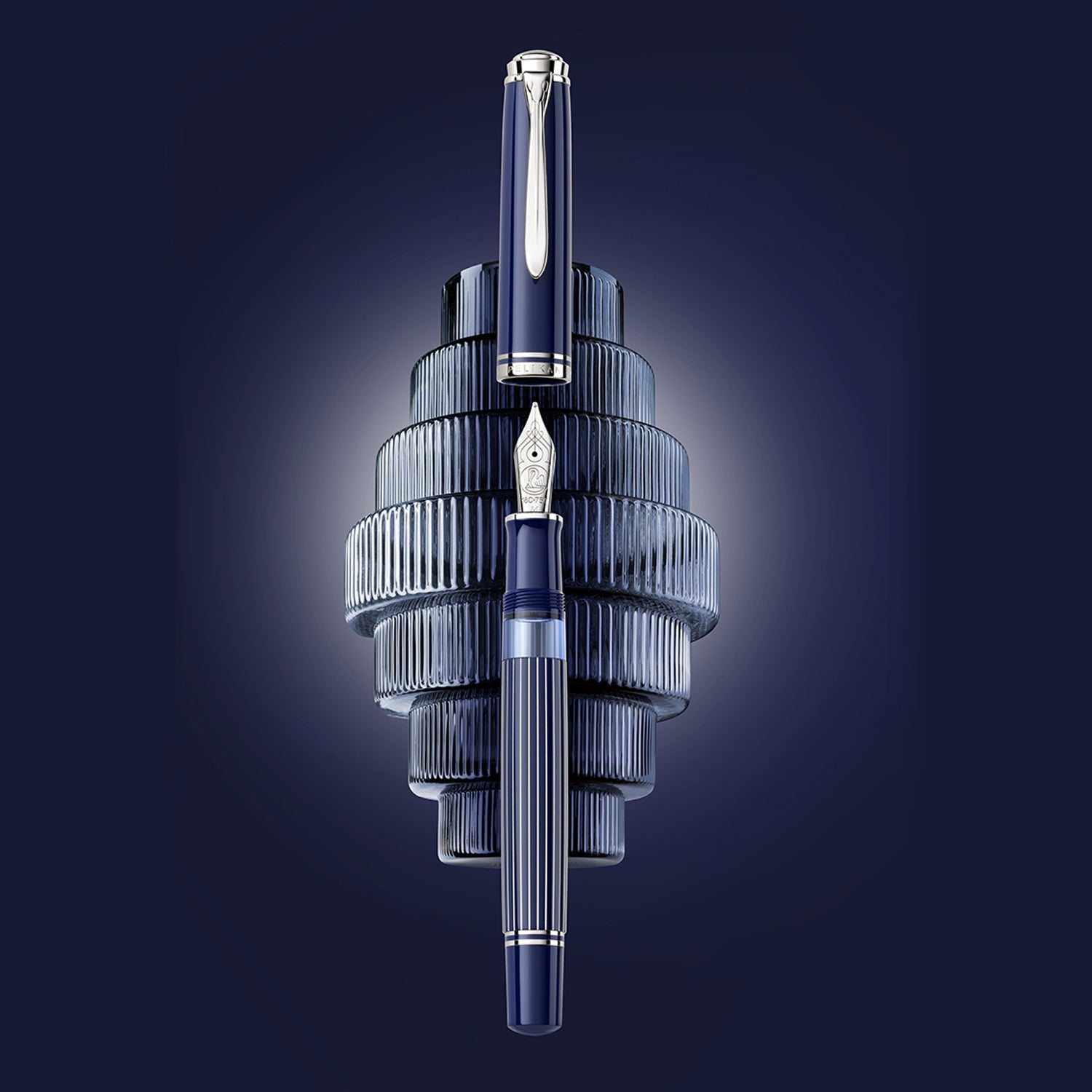 Pelikan Souveran M815 Metal Striped Blue Fountain Pen (Special Edition)