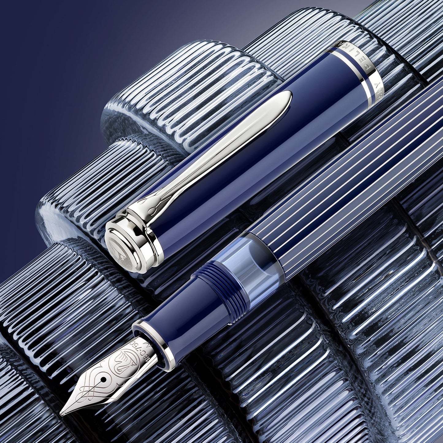 Pelikan Souveran M815 Metal Striped Blue Fountain Pen (Special Edition)