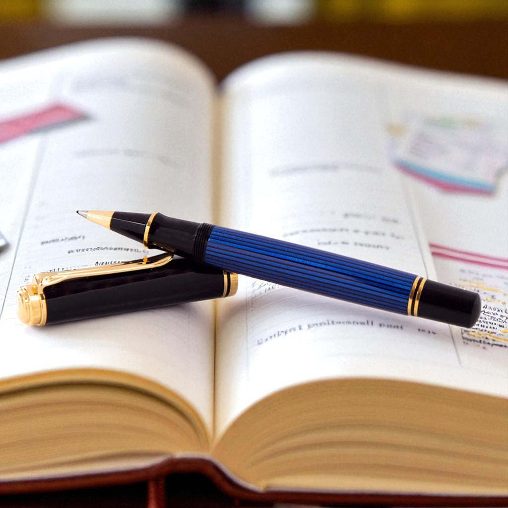 Pelikan Souveran R800 Black/Blue Roller Ball Pen 988006