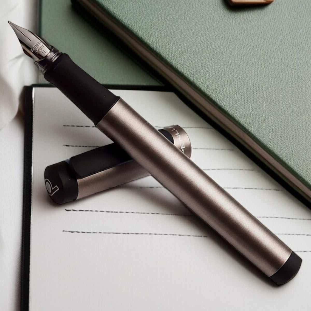 Penlux Junior Metallic Charcoal Fountain Pen