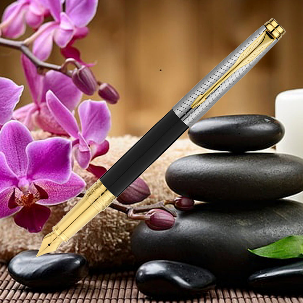 Parker Premium Aster Contemporary Black/Chrome GT Fountain Pen