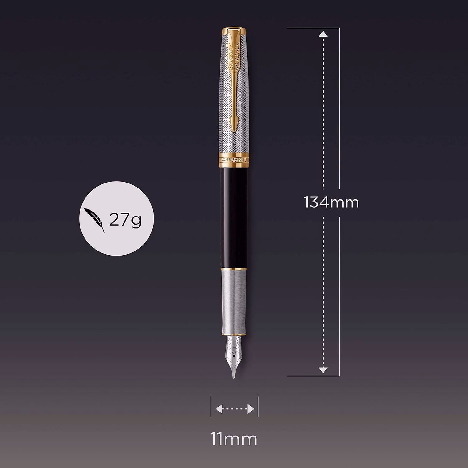Parker Premium Sonnet Metal & Black Lacquer GT Fountain Pen