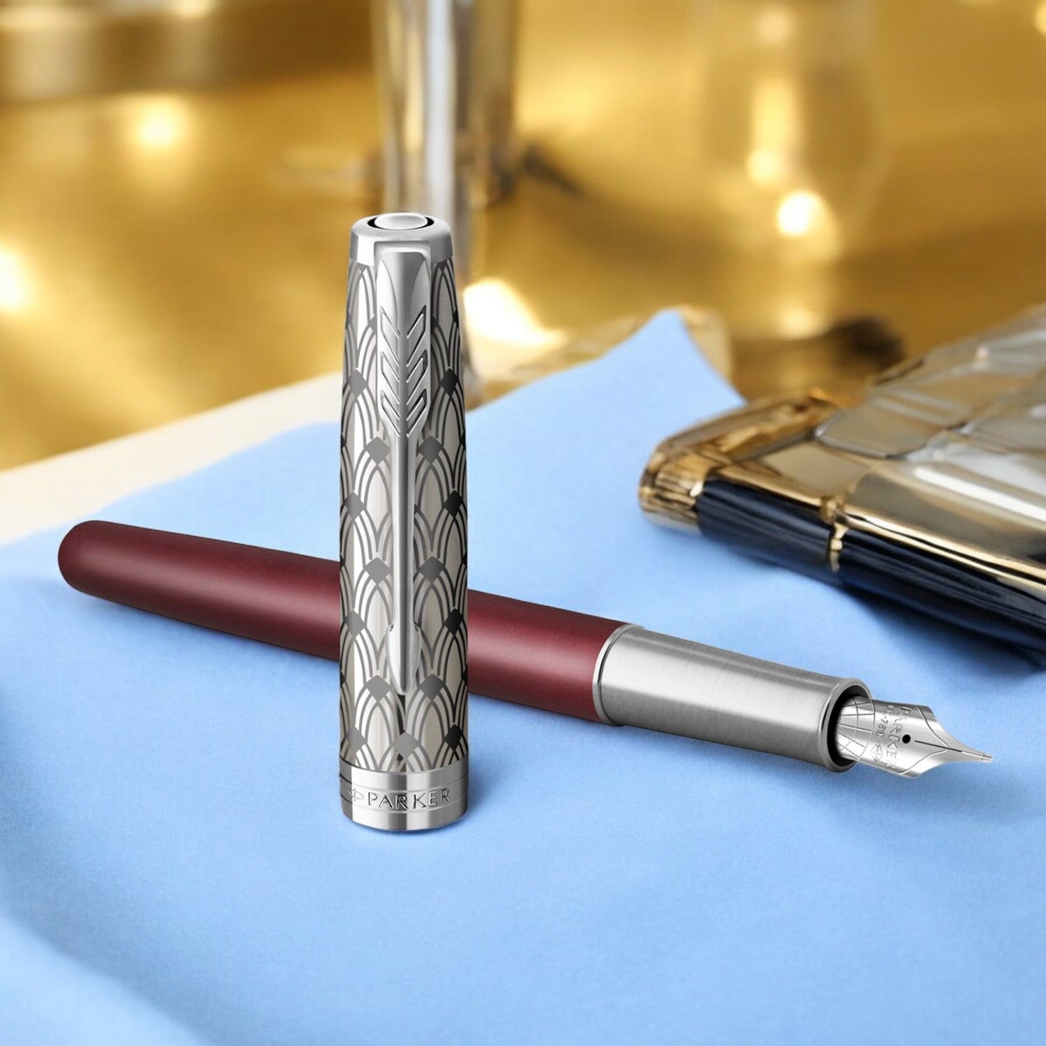 Parker Premium Sonnet Metal & Red Lacquer CT Fountain Pen
