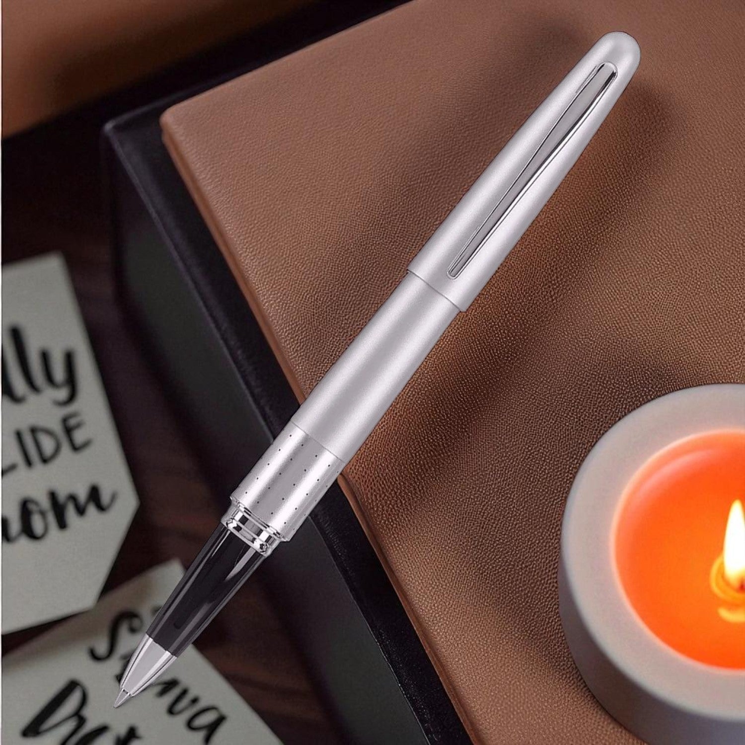 Pilot Metropolitan Silver Dots CT Roller Ball Pen BL-MR1-7-SID-B