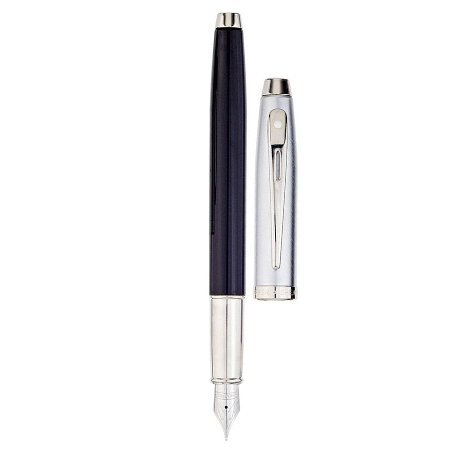 Sheaffer 100 Black/Brushed Chrome CT Fountain Pen