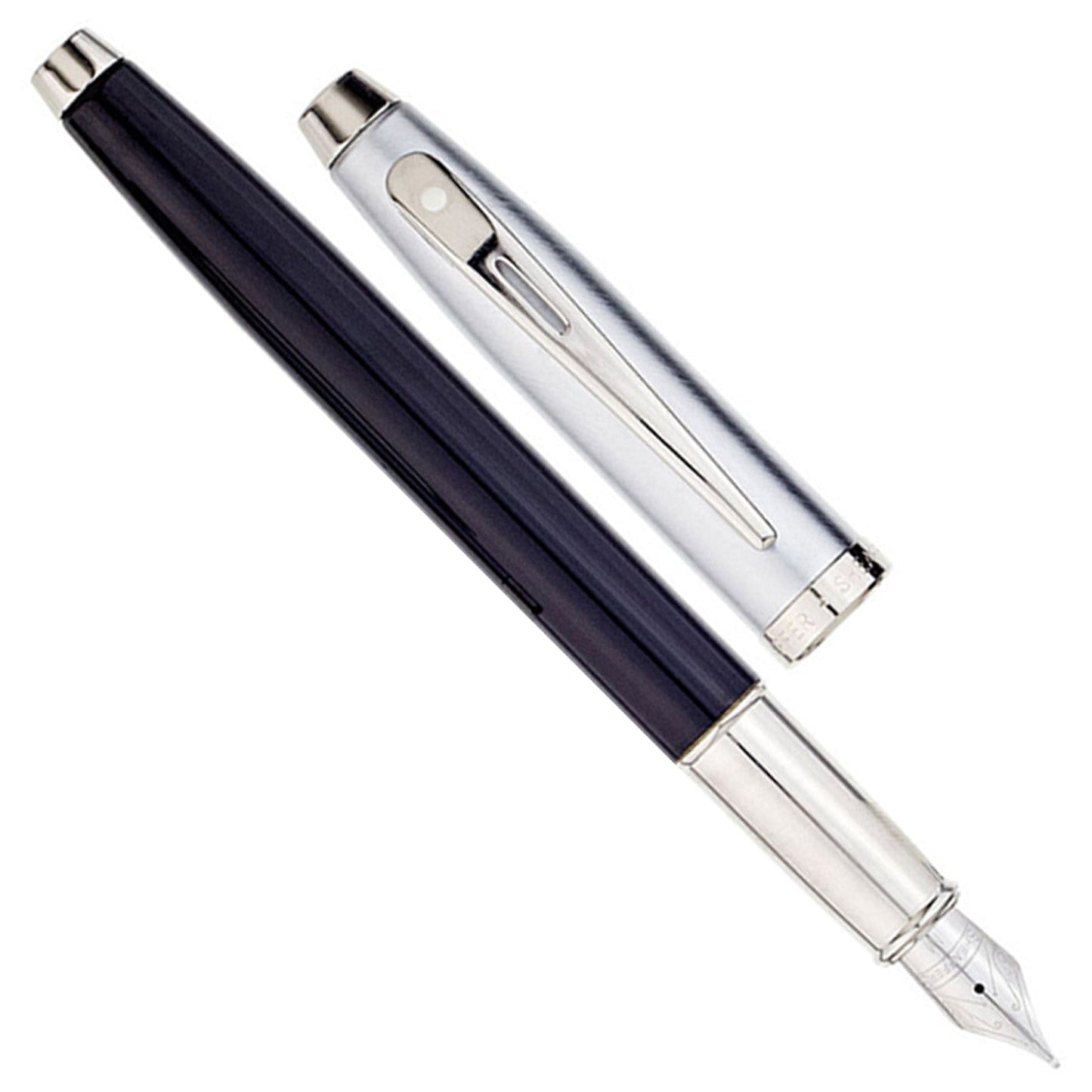 Sheaffer 100 Black/Brushed Chrome CT Fountain Pen
