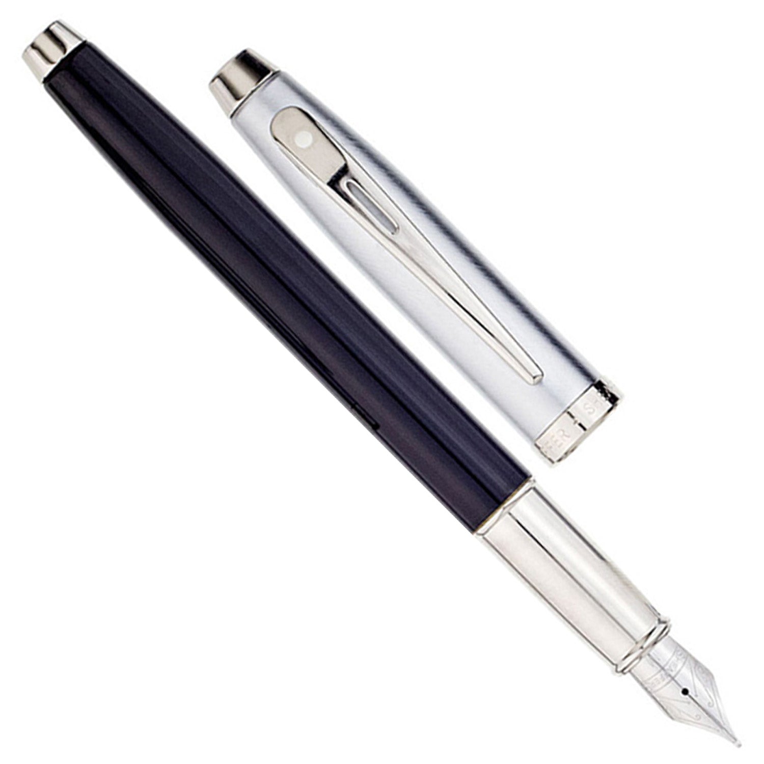 Sheaffer 100 Black/Brushed Chrome CT Fountain Pen