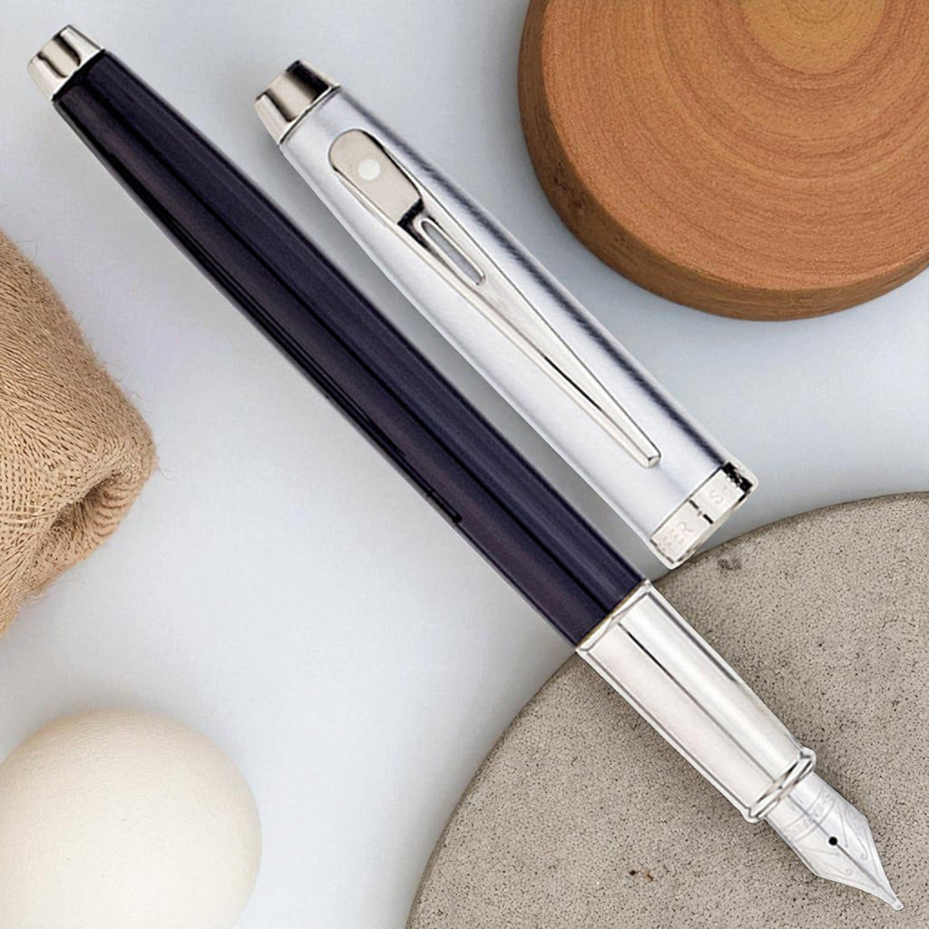 Sheaffer 100 Black/Brushed Chrome CT Fountain Pen