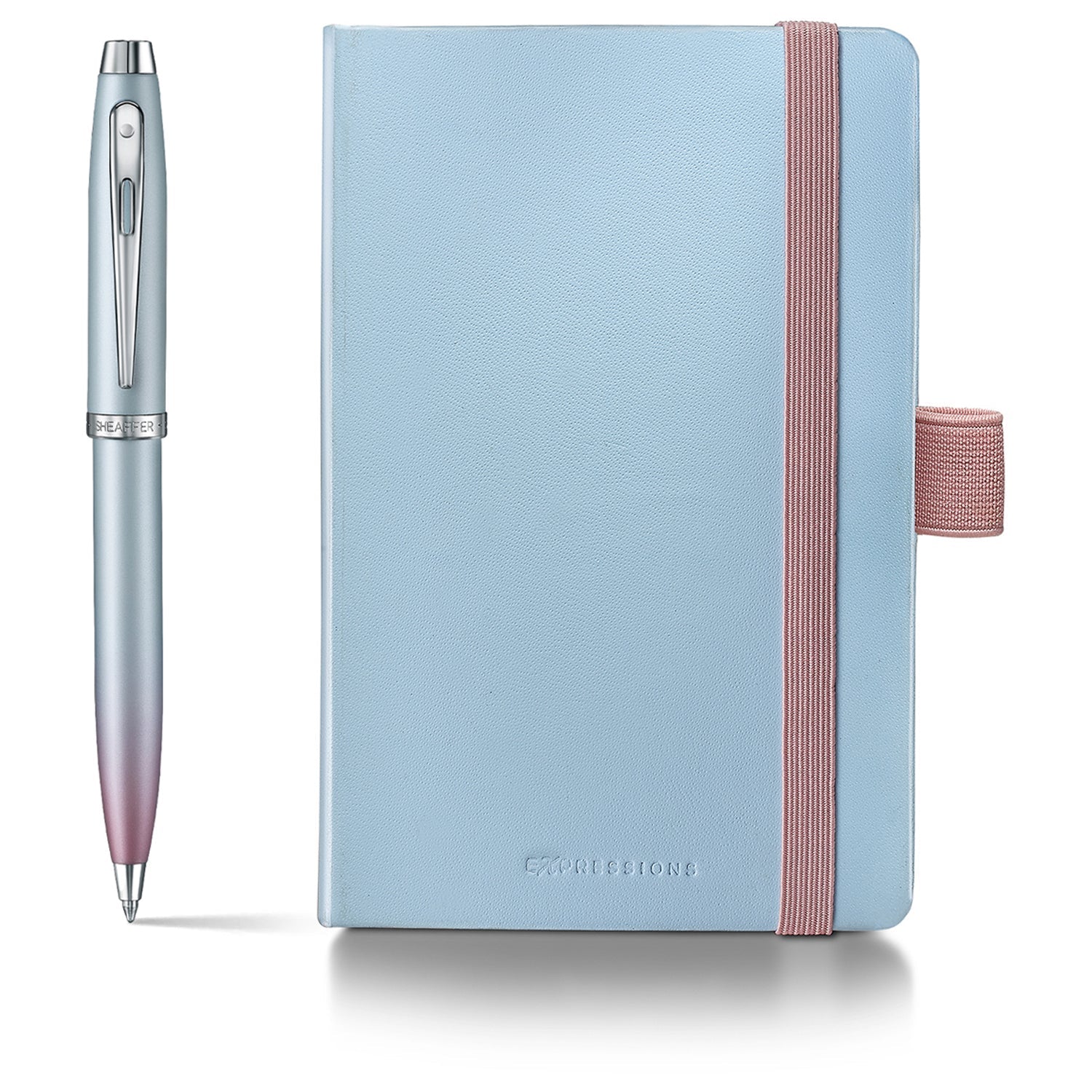 Sheaffer Expressions 100 Blue/Pink Pearlised Gradient CT Ballpoint Pen + Notebook Gift Set G9376