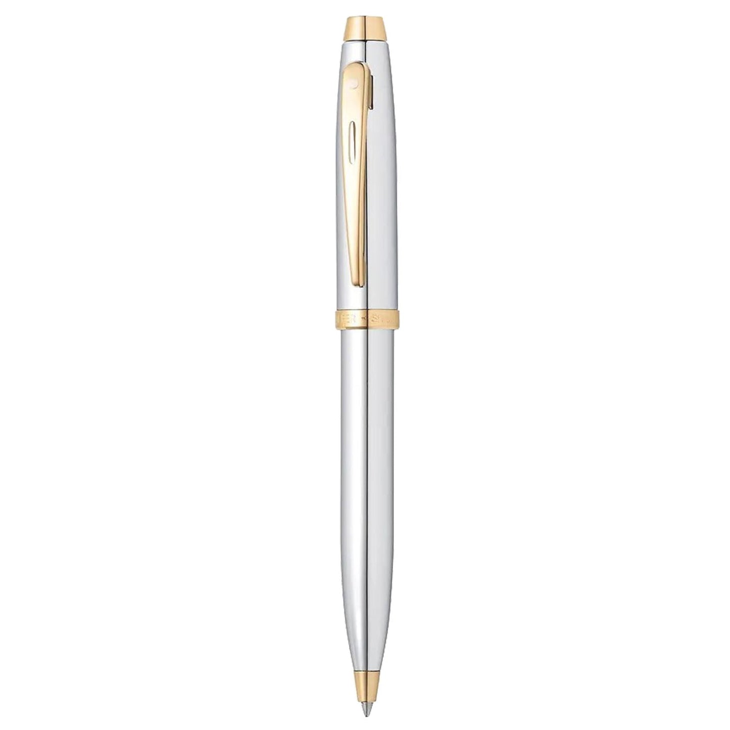 Sheaffer 100 Bright Chrome GT Ballpoint Pen + Table Clock Gift Set G9340