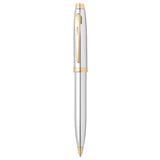 Sheaffer 100 Bright Chrome GT Ballpoint Pen + Table Clock Gift Set G9340