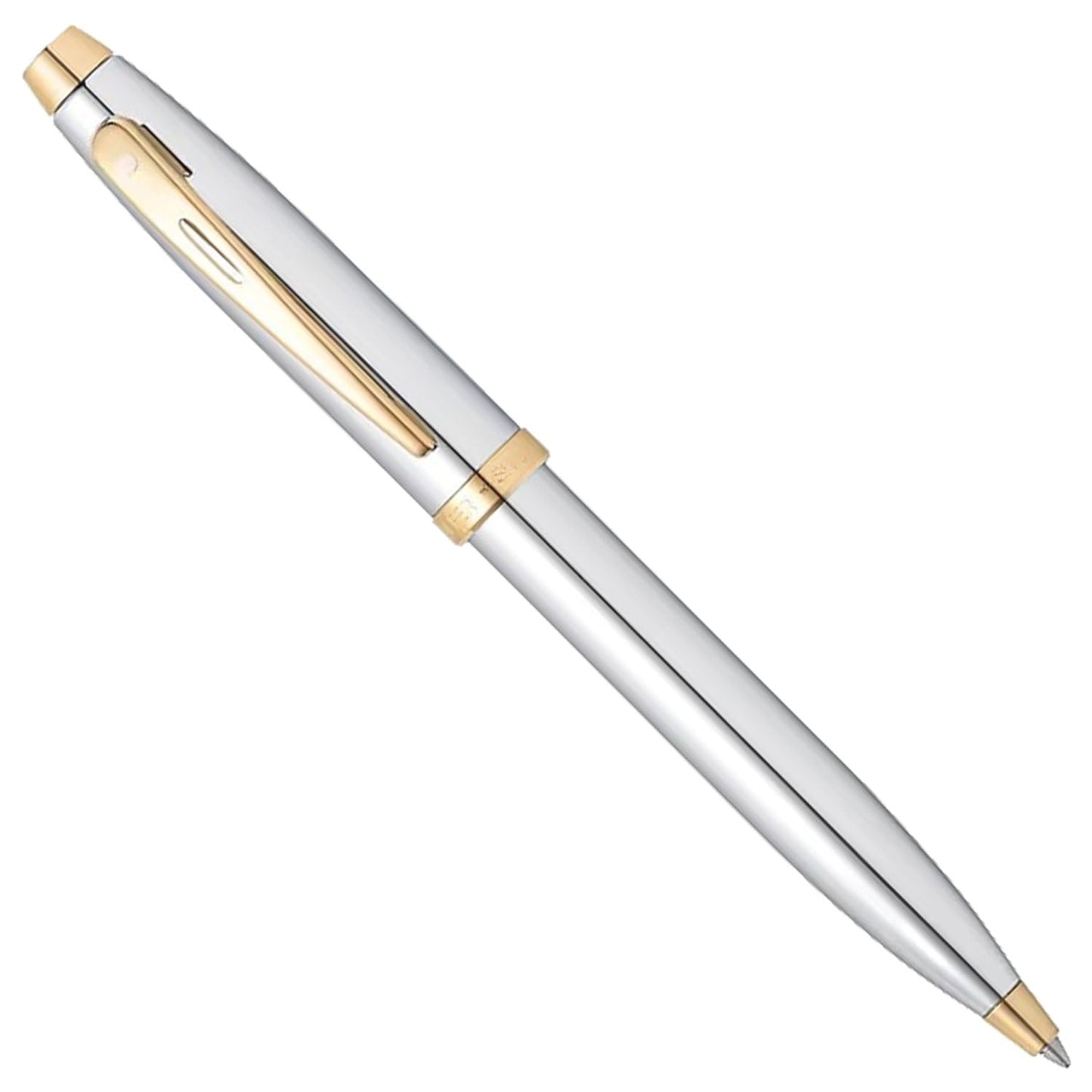 Sheaffer 100 Bright Chrome GT Ballpoint Pen + Table Clock Gift Set G9340