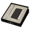 Sheaffer 100 Brushed Chrome CT Ballpoint Pen + Business Card Holder Gift Set G9306