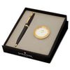 Sheaffer 100 Glossy Black GT Ballpoint Pen + Table Clock Gift Set G9322