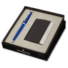 Sheaffer 100 Glossy Blue CT Ballpoint Pen + Business Card Holder Gift Set G9339
