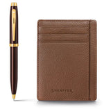 Sheaffer 100 Glossy Brown GT Ballpoint Pen + Credit Card Holder Gift Set G9370