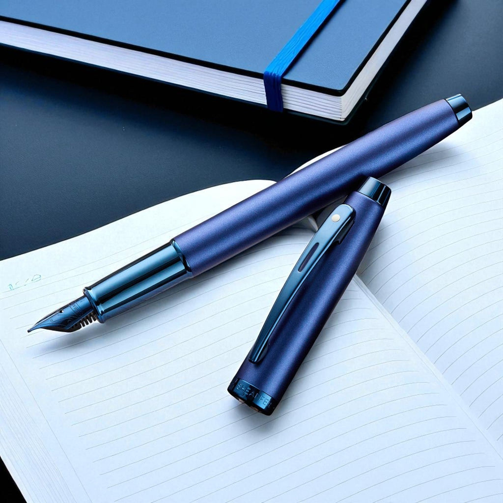 Sheaffer 100 Satin Blue PVD Fountain Pen