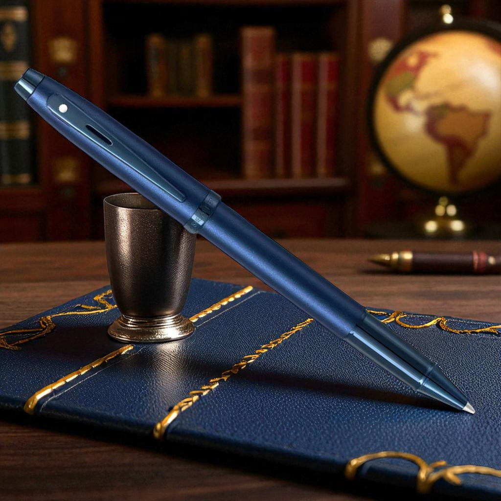 Sheaffer 100 Satin Blue PVD Roller Ball Pen A9371