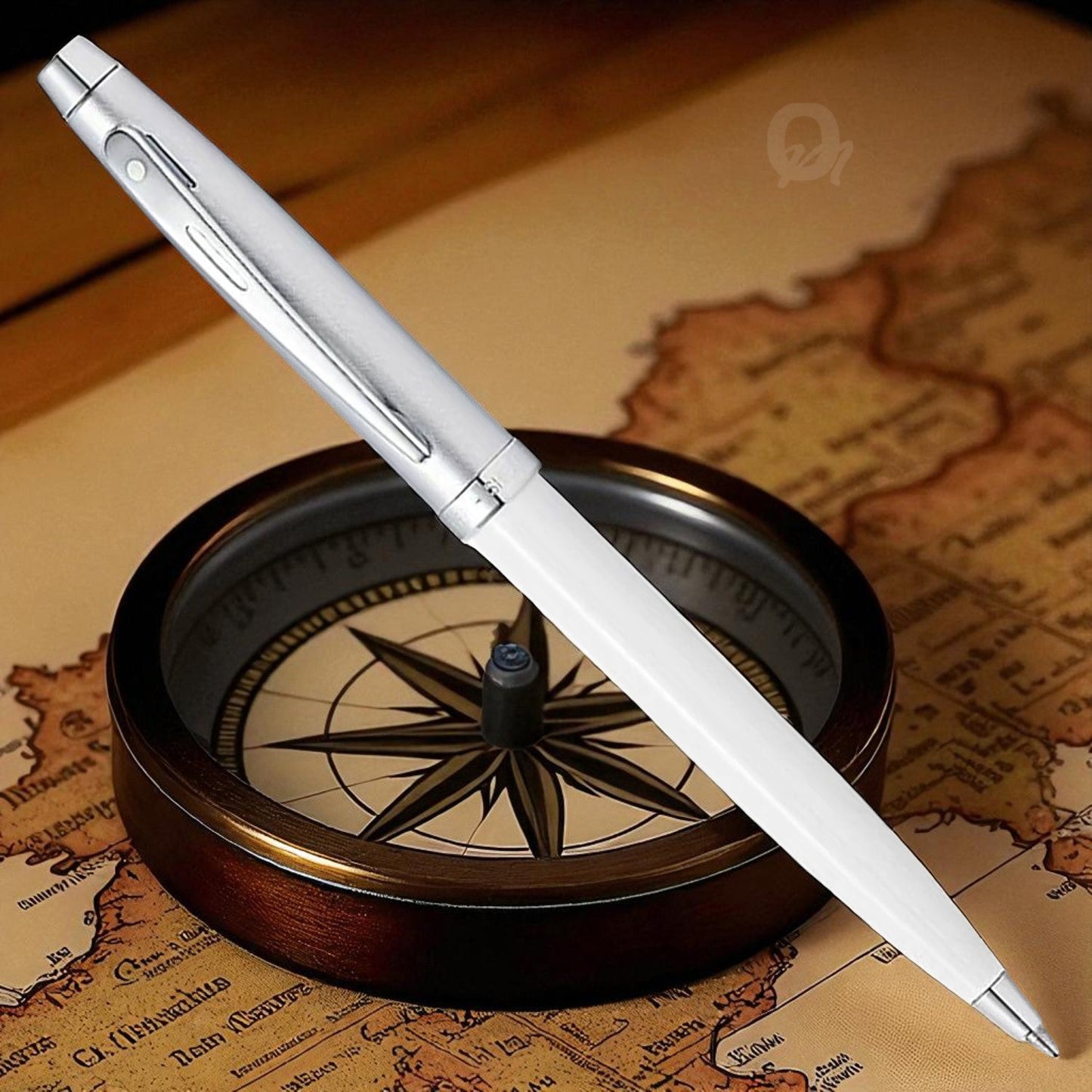 Sheaffer 100 White/Brushed Chrome CT Ballpoint Pen A9324
