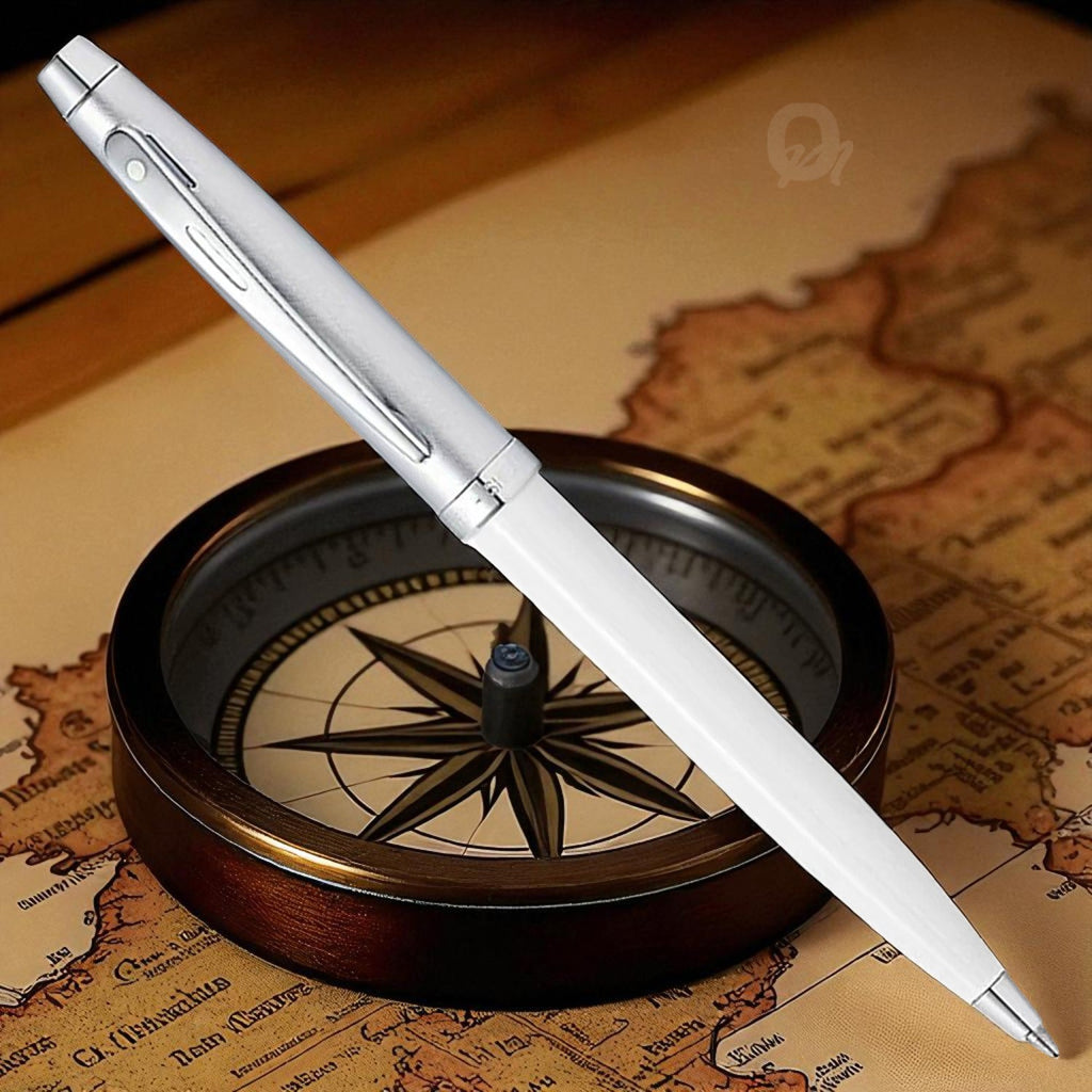 Sheaffer 100 White/Brushed Chrome CT Ballpoint Pen A9324