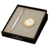 Sheaffer 300 Bright Chrome GT Ballpoint Pen + Table Clock Gift Set G9342